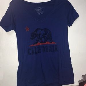 california bear blue v-neck t-shirt